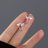 925 Silver Zircon Butterfly Stud Earrings Classic Jewelry Accessories