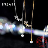 925 Silver Zircon Butterfly Tassel Choker Necklace Classic Fine Jewelry