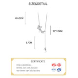 925 Silver Zircon Butterfly Tassel Choker Necklace Classic Fine Jewelry