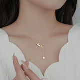 925 Silver Zircon Butterfly Tassel Choker Necklace Classic Fine Jewelry