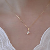 925 Sterling Silver Zircon CZ Flower Choker Necklace for Women