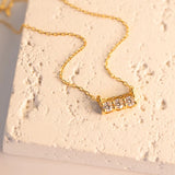 925 Silver Zircon CZ 18K Pendant Choker Necklace Women Jewelry