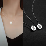 925 Sterling Silver Zircon CZ 26 Letters Round Choker Necklace For Women