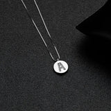 925 Sterling Silver Zircon CZ 26 Letters Round Choker Necklace For Women