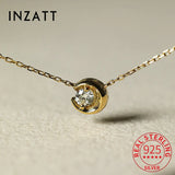 925 Silver Zircon CZ Bead Moon Choker Necklace Women OL Fine Jewelry