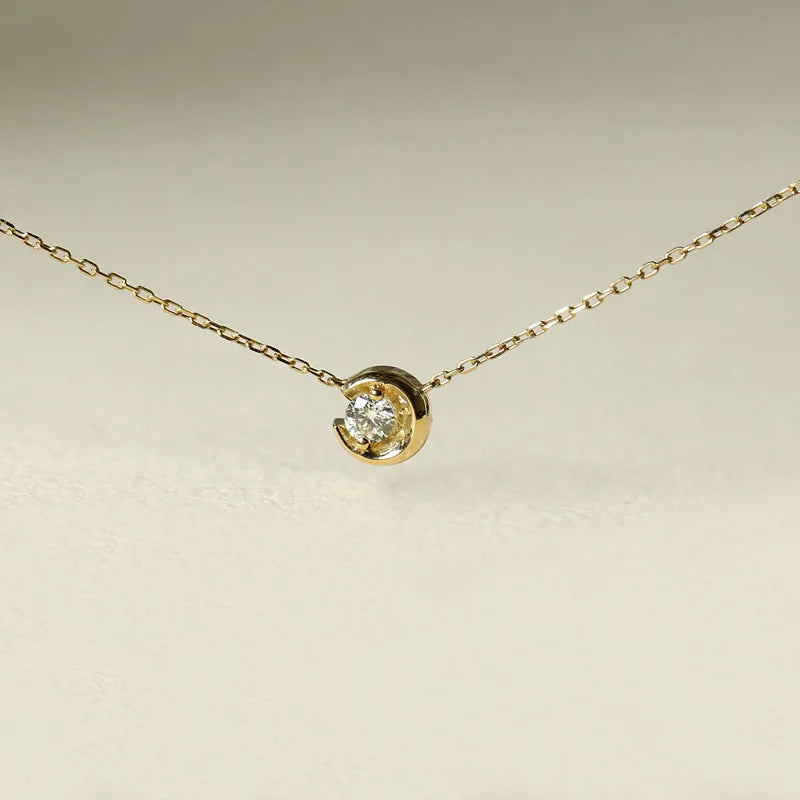 925 Silver Zircon CZ Bead Moon Choker Necklace Women OL Fine Jewelry