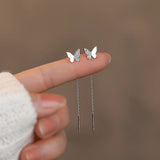 925 Sterling Silver CZ Butterfly Heart Tassel Earrings