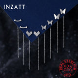 925 Sterling Silver CZ Butterfly Heart Tassel Earrings