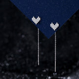 925 Sterling Silver CZ Butterfly Heart Tassel Earrings