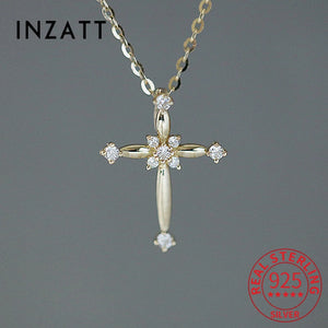 925 Sterling Silver Zircon Cross Choker Necklace For Women