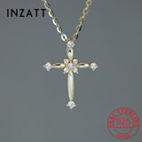 925 Sterling Silver Zircon Cross Choker Necklace For Women