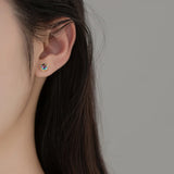 925 Silver CZ Round Stud Earrings Women Fine Jewelry Minimalist