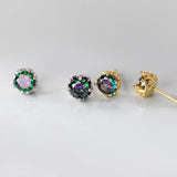 925 Silver CZ Round Stud Earrings Women Fine Jewelry Minimalist