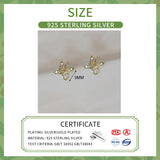 925 Silver Zircon CZ Leaves Stud Earrings for Women Classic Jewelry