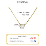 925 Silver Zircon CZ Rectangle Choker Necklace Women Fine Jewelry