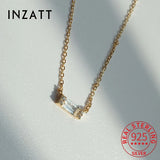 925 Silver Zircon CZ Rectangle Choker Necklace Women Fine Jewelry