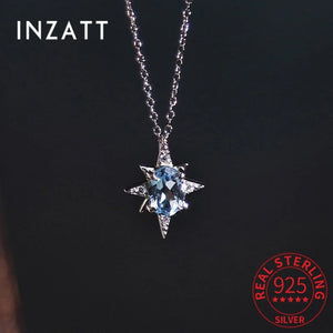 925 Sterling Silver Zircon CZ Star Choker Necklace For Women