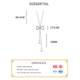 925 Silver Zircon Tassel Bowknot Necklace for Women
