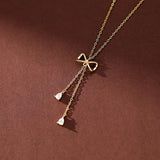 925 Silver Zircon Tassel Bowknot Necklace for Women