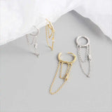 925 Silver Zircon Chain Tassel Hoop Earrings for Women Party Fine Jewelry