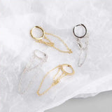 925 Silver Zircon Chain Tassel Hoop Earrings for Women Party Fine Jewelry