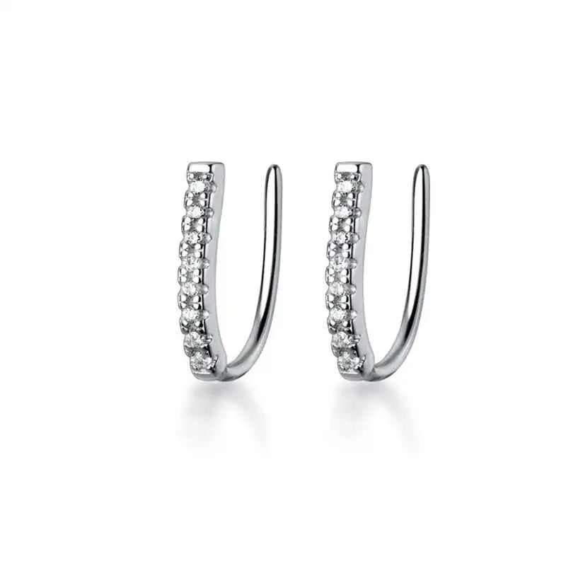 925 Sterling Silver Zircon Clip Earrings For Women Party Jewelry