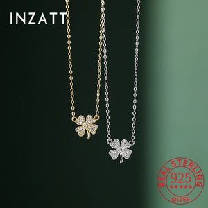 Real 925 Silver Zircon Clover Choker Necklace Women Classic Jewelry