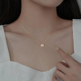 Real 925 Silver Zircon Clover Choker Necklace Women Classic Jewelry