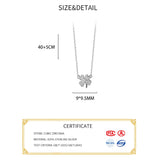 Real 925 Silver Zircon Clover Choker Necklace Women Classic Jewelry