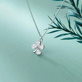 925 Sterling Silver Zircon Clover Choker Necklace For Women