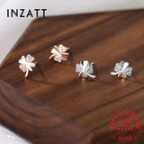 925 Silver Zircon Clover Stud Earrings OL Fine Jewelry