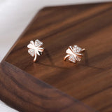 925 Silver Zircon Clover Stud Earrings OL Fine Jewelry