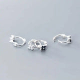 925 Silver Zircon Clover Hoop Earrings Fine Jewelry