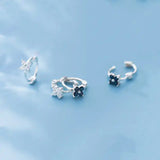 925 Silver Zircon Clover Hoop Earrings Fine Jewelry