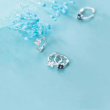 925 Silver Zircon Clover Hoop Earrings Fine Jewelry