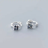 925 Silver Zircon Clover Hoop Earrings Fine Jewelry