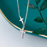 925 Silver Zircon Cross Choker Necklace for Women