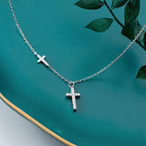 925 Silver Zircon Cross Choker Necklace for Women