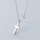 925 Silver Zircon Cross Choker Necklace for Women