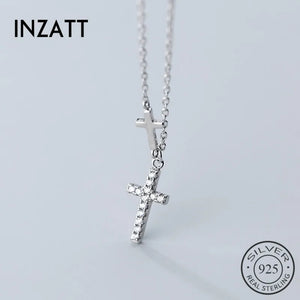 925 Silver Zircon Cross Choker Necklace for Women