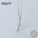 925 Silver Zircon Cross Choker Necklace for Women