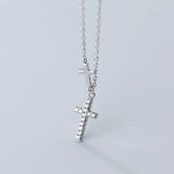 925 Silver Zircon Cross Choker Necklace for Women