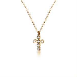 925 Silver Zircon Cross Pendant Choker Necklace PUNK Fine Jewelry
