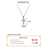 925 Silver Zircon Cross Pendant Choker Necklace PUNK Fine Jewelry
