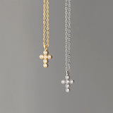 925 Silver Zircon Cross Pendant Choker Necklace PUNK Fine Jewelry