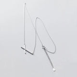 925 Silver Zircon Cross X Pendant Choker Necklace Women Bohemian Jewelry