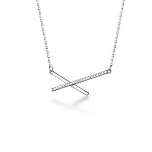 925 Silver Zircon Cross X Pendant Choker Necklace Women Bohemian Jewelry