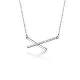 925 Silver Zircon Cross X Pendant Choker Necklace Women Bohemian Jewelry