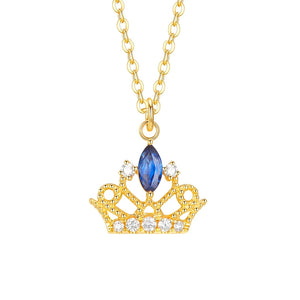 925 Silver Zircon Crown Pendant Choker Necklace for Women