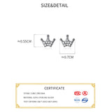 925 Silver Zircon Crown Stud Earrings Classic Fine Jewelry